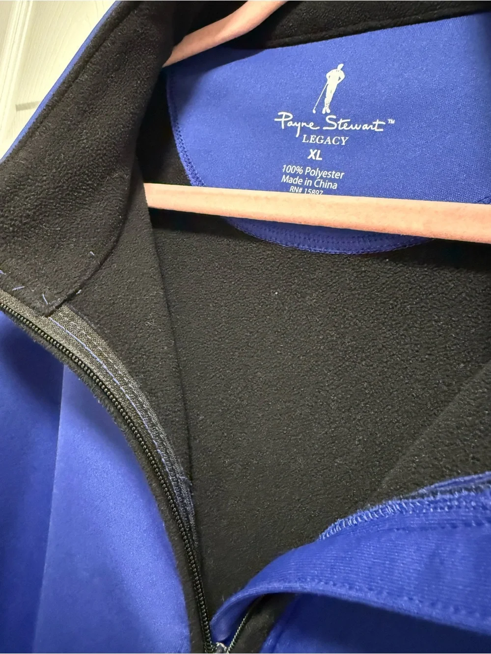 Men's  Payne Stewart Blue Quarter-Zip Pullover Sweater Performance Golf Layer XL